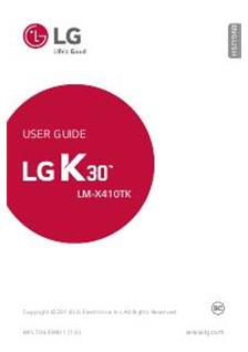 LG K30 manual. Smartphone Instructions.